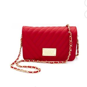 Studio Badgley Mischka NWT Vegan Leather Crossbody Shoulderbag Gold Chain Logo
